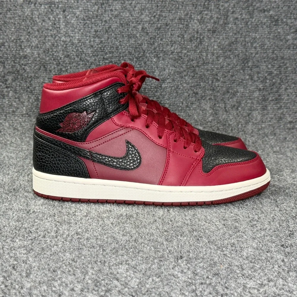 Jordan 1 Retro Mid Shoes Men's 8 Team Red Black Athletic Basketball Sneakers